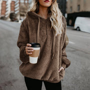 Women's Fleece Hoodies Long Sleeve Hooded Pullover Sweatshirt Autumn Winter Warm Zipper Pocket Coat Female Sweatshirt