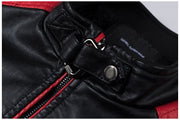 Motorcycle Stitching Leather Jacket Men Stand Collar Retro