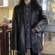 Fashion Spring And Autumn Drape Niche Dark Leather Jacket Loose Retro