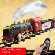 Remote Control Rail Car Smoke Music Light Christmas Charging Train Children's Toys