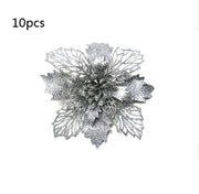 Glitter Artificial Christmas Flowers Christmas Tree Decorations For Home Fake Flowers Xmas Ornaments New Year Decoration