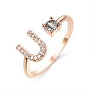 New Design Adjustable 26 Initial Letter Ring Fashion Jewelry For Women Simple Elegant Jewelry