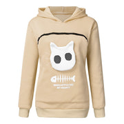 Women Hoodie Sweatshirt With Cat Pet Pocket Design Long Sleeve Sweater Cat Outfit