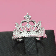 Christmas Hot Lady Special Silver Crown Plated Sparkling Woman Crystal Crown Ring Jewelry For Beautiful Wedding