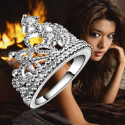 Christmas Hot Lady Special Silver Crown Plated Sparkling Woman Crystal Crown Ring Jewelry For Beautiful Wedding