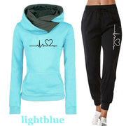 Women Tracksuit Pullovers Hoodies and Black Pants Autumn 3