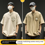 Waffle Short Sleeve Men Clothing Summer American Style