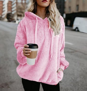 Women's Fleece Hoodies Long Sleeve Hooded Pullover Sweatshirt Autumn Winter Warm Zipper Pocket Coat Female Sweatshirt