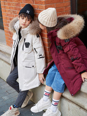 Children's Down Jacket Boys' Mid-length Thickening Plus Size Fur Collar Coat