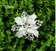 Glitter Artificial Christmas Flowers Christmas Tree Decorations For Home Fake Flowers Xmas Ornaments New Year Decoration