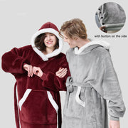 Winter Hoodie Blanket With Button Design Warm Home Clothes Women Men Oversized Pullover