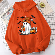 Halloween Ghost Pumpkin Bat Hoodies For Women Fashion Hooded