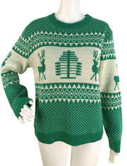 Christmas Sweater Cute Elk Geometric Print Knitted Sweater Woemen Winter Tops Clothes