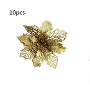 Glitter Artificial Christmas Flowers Christmas Tree Decorations For Home Fake Flowers Xmas Ornaments New Year Decoration