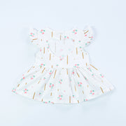 Baby Love Dress Female Baby Fly Sleeve Flower Print Dress Cotton Children New Kids Clothing