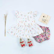 Baby Love Dress Female Baby Fly Sleeve Flower Print Dress Cotton Children New Kids Clothing