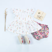 Baby Love Dress Female Baby Fly Sleeve Flower Print Dress Cotton Children New Kids Clothing