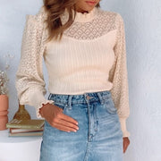 Casual Women's Sweater Ruffle Knitted Hollow Ladies Pullover