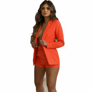 Suit Solid Color Blazer Collar Coat Straight Shorts Temperament Women's