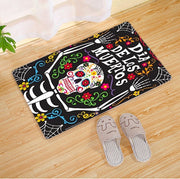 Halloween Flannel Floor Mat Bathroom Toilet Door Non-slop Mats Skull Absorbent Printing Floor Mat