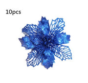 Glitter Artificial Christmas Flowers Christmas Tree Decorations For Home Fake Flowers Xmas Ornaments New Year Decoration