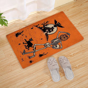 Halloween Flannel Floor Mat Bathroom Toilet Door Non-slop Mats Skull Absorbent Printing Floor Mat