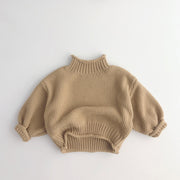 Kids' Sweater Autumn Winter Retro Knitted Turtleneck Pullover