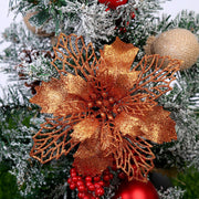 Glitter Artificial Christmas Flowers Christmas Tree Decorations For Home Fake Flowers Xmas Ornaments New Year Decoration