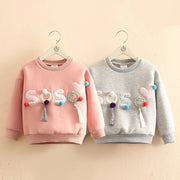 Pearl Hoodies Kids Baby Girls Plus Velvet Winter Sweatshirt