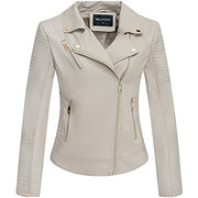 Giolshon Autumn Flowers Embroidery PU Leather Jacket Women