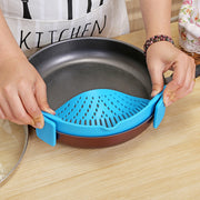 Silicone Clip-on Pot Pan Bowl Funnel Oil Strainer Creative Rice Washing Colander for Draining Liquid Fits All Pot Size