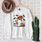 Women's Sweatshirt Halloween Ghost Pumpkin Bat Print Pullover