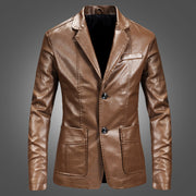 Slim Handsome Spring Leather Jacket Small Suit Men