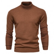 Men's Solid Color Slim Pullover Turtleneck Sweater Winter Casual Tops Clothing