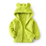 Girls Korean Kids Cardigan Hooded Polar Fleece Jacket