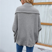 New Loose Knitted Sweater Solid Color Bat Sleeve Large Lapel Cardigan Autumn And Winter Fashion Jacket For Women Clothing