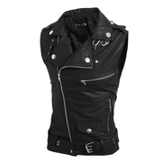 Zip-fit slim lapel short PU leather vest 2