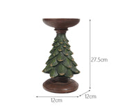 Resin Wooden Christmas Tree Candle Holder Base Figurine Christmas Decorations Candlestick Craft Home Living Room Decoration