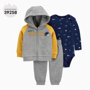 Hooded Long Sleeve Jacket Bodysuit Three Piece Kids' Suit