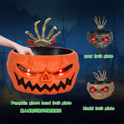 Halloween Candy Bowl Plastic Pumpkin Bowl With Motion Activated Hand Halloween Serving Dishes Battery Operated Halloween Pumpkins Bowl For Trick-or-Treaters Party