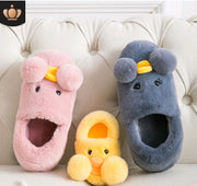 Winter cute cartoon kids cotton shoes for baby shoes small yellow duck cotton slippers children