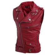 Zip-fit slim lapel short PU leather vest 3