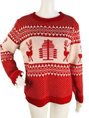 Christmas Sweater Cute Elk Geometric Print Knitted Sweater Woemen Winter Tops Clothes