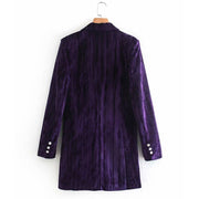 Velvet Blazer Jacket Dress Blazer Long-Sleeved Medium Length Warm Coat