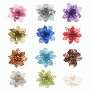 Glitter Artificial Christmas Flowers Christmas Tree Decorations For Home Fake Flowers Xmas Ornaments New Year Decoration