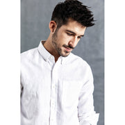 Long-sleeved cotton and linen shirts for men