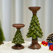 Resin Wooden Christmas Tree Candle Holder Base Figurine Christmas Decorations Candlestick Craft Home Living Room Decoration