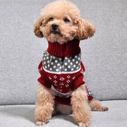 Christmas Maple Snowflake Turtleneck Knitted Sweater Pet Clothes