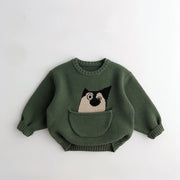 Kids' Sweater Pocket Autumn And Winter Men's And Women's Fashionable Cartoon Pullover Sweater Loose