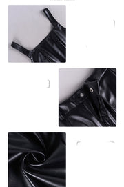 Crop Vest Shorts Leather Jacket Leather Pants Two-piece Set